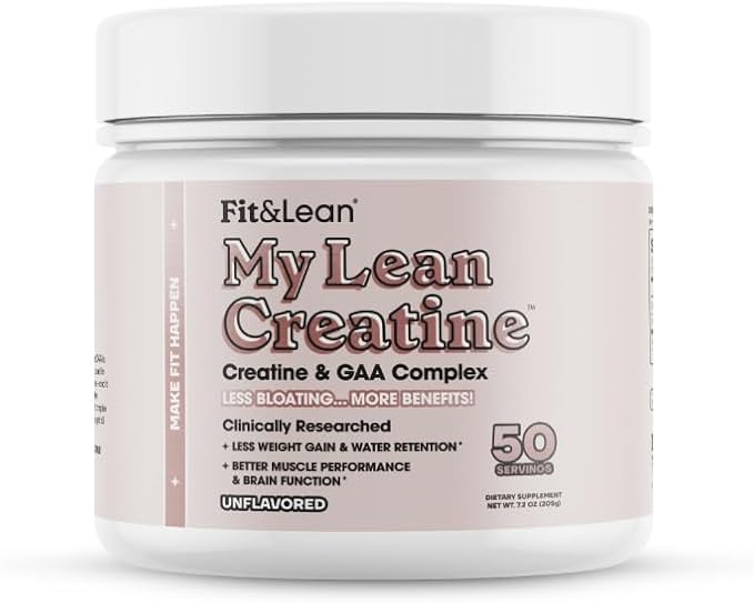 Fit & Lean Creatine for Women, My Lean Creatine Powder Complex with GAA, Muscle Performance, Cognitive Function and Less Bloating, Reduced Water Retention, Unflavored, 50 Servings