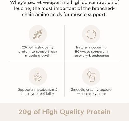 Alaya Naturals - Grass Fed Whey Protein Powder - Vanilla Flavor, All Natural, Hormone Free - 20g Protein per Serving - Non-GMO, rBGH Free, Gluten Free - Great Source of BCAA