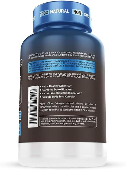 Herbtonics Apple Cider Vinegar + Keto BHB Capsules | GLP-1 Support for Appetite, Cravings & Weight Management | Metabolism Support with Satiety Support | 240 Capsules - 4 Month Supply