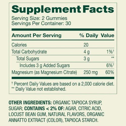 Spring Valley Extra Strength Magnesium Gummies for Bone and Muscle Health, 250mg, 60ct + Sticker.