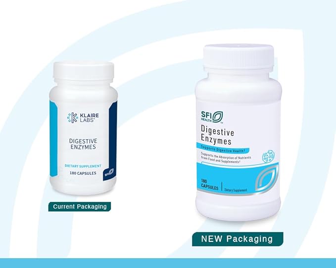 Klaire Labs SFI Health Digestive Enzymes - Gut Health Supplements with Amylase, Protease, Lactase, Cellulase & Lipase Enzymes for Digestion - Supports Occasional Bloating & Gas (90 Capsules)
