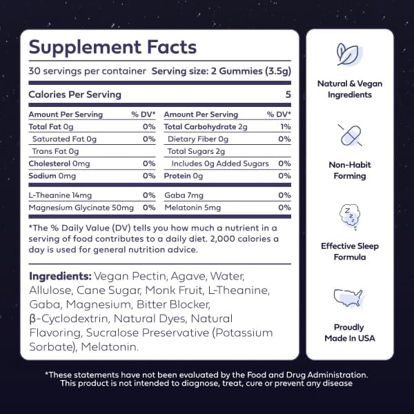 SweetDreams Dream Gummies Natural Sleep Aid for Adults, 5mg Melatonin, Magnesium, & L-Theanine - Vegan Gummy Supplement - Melatonin Gummies for Restful Deep Sleep Cycles (Strawberry Moon)