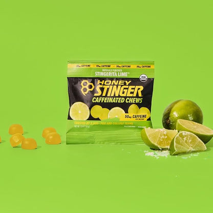 Honey Stinger Stingerita Lime Caffeinated Energy Chew Gluten Free with Caffeine for Exercise, Running and Performance Sports Nutrition for Home & Gym, Pre and Mid Workout 12 Pack, 23.2 Ounce