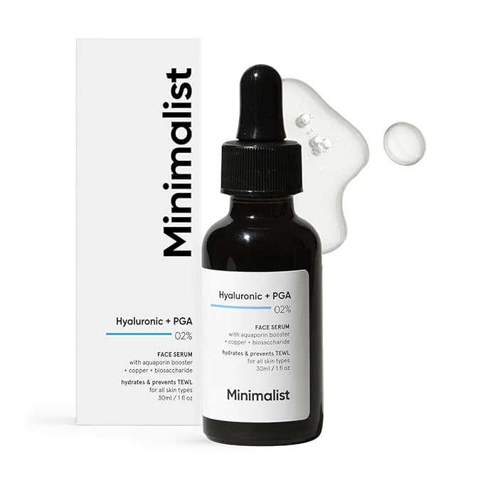 Minimalist Hyaluronic Acid + PGA 2% Face Serum for Multi Depth Hydration, Glow & Lesser Fine Lines | For Plumper & Smoother Skin | For Women & Men | For all Skin Types | 1 Fl Oz / 30 ml