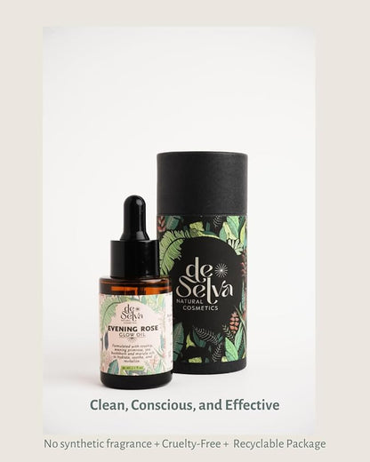 DeSelva Evening Rose Glow Oil – Hydrating Face Oil with Squalane, Rosehip & Marula Oil | Lightweight & Nourishing for All Skin Types | Floral Rose Scent | 1 fl oz