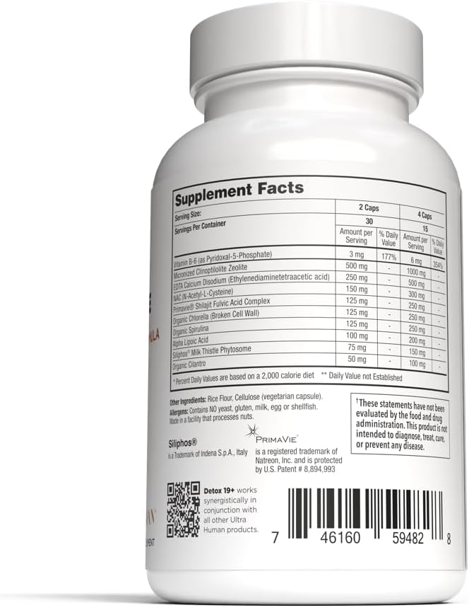 Ultra Human Daily Wellness Support – Heavy Metal Detox Cleanse, with Zeolite, Shilajit, Organic Chlorella & Spirulina, NAC & Alpha Lipoic. Supports Daily Detox, Cognition, Immune System -(Made in USA)