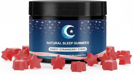 ZAYMAN Melatonin Free Sleep Gummies, Natural Sleep Aid Gummies with L-Theanine, Magnesium Glycinate, Valerian Root, Passionflower - Sugar Free, Strawberry Flavor, Vegan, 60 Count