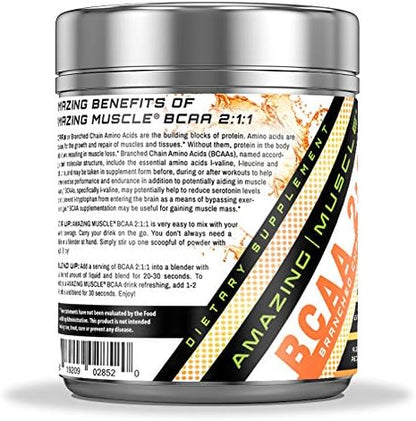 Amazing Muscle 2:1:1 Branched Chain Amino Acids Supplement | 6000 Mg Per Serving Supplement | Pina Colada Flavor | 30 Servings