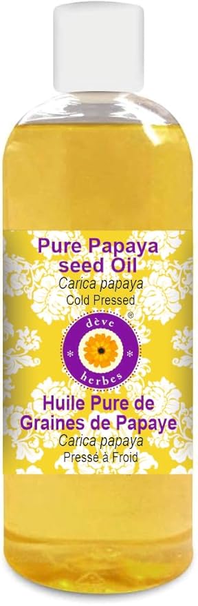 Deve Herbes Pure Papaya Seed Oil (Carica Papaya) Cold Pressed 200ml (6.76 oz)