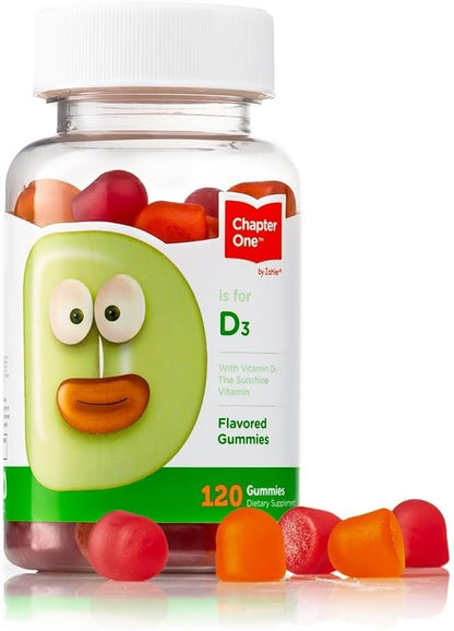 Zahler - Chapter One Vitamin D3 1000 IU Gummies for Kids & Adults (120 Count) - Certified Kosher, Made in USA