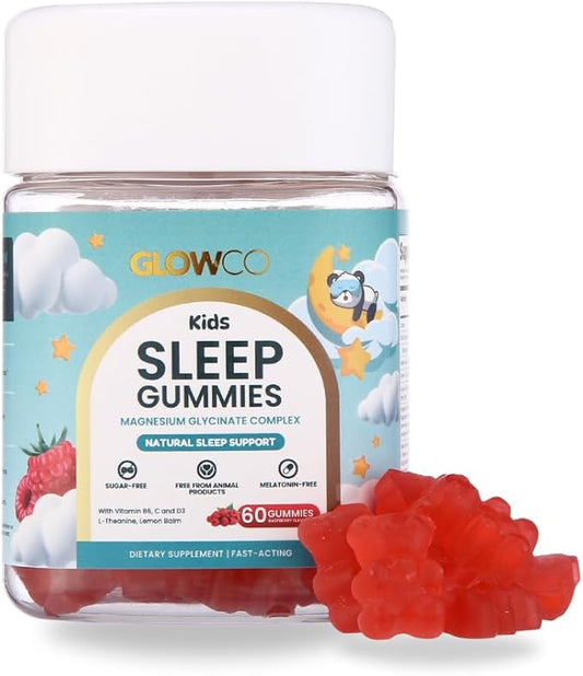 GLOWCO Magnesium Glycinate Sleep Gummies for Kids 4+ – Melatonin Free, Gentle Calm Magnesium Gummies, Sugar Free, Vegan (Pack of 1)