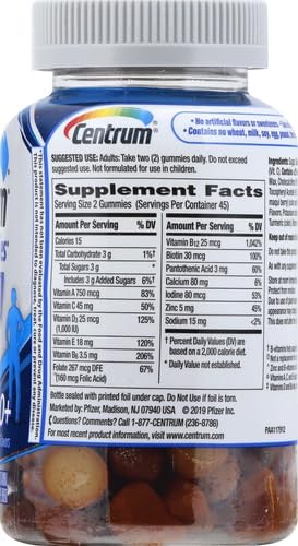 Centrum MultiGummies Gummy Multivitamin For Women 50 Plus, With Vitamin D3, B6 And B12, Multivitamin/Multimineral Supplement - 90 Count