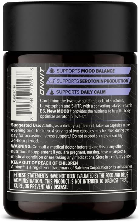 ONNIT New Mood Daily Stress Support Capsules, IGEN™ Non-GMO Tested, Sleep and Mood Support Supplement for Men and Women, Daily Stress Management Capsules, 30 Count