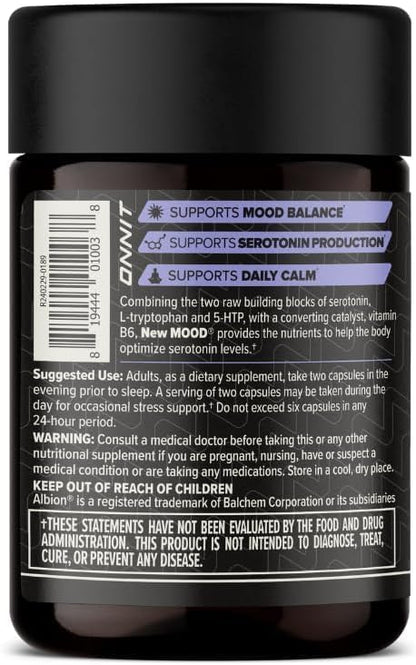 ONNIT New Mood Daily Stress Support Capsules, IGEN™ Non-GMO Tested, Sleep and Mood Support Supplement for Men and Women, Daily Stress Management Capsules, 30 Count
