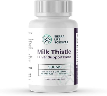 Milk Thistle+ Liver Support Blend | 580mg with Turmeric, Dandelion Root, Beet, & Black Pepper | for Liver Enzyme Support, Detox & Antioxidant Defense | 60 Capsules