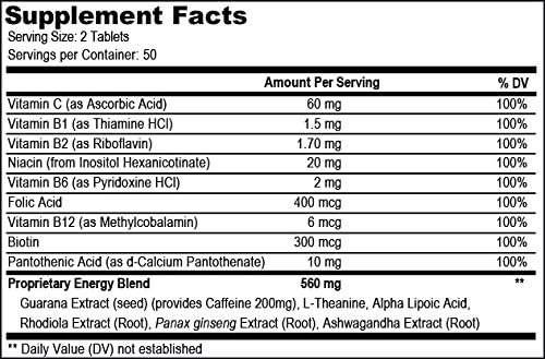 Energy | Complimentary Formula w/Botanically Sourced Caffeine | Complete B-Complex & Energy Supportive Herbs (Pack of 2)