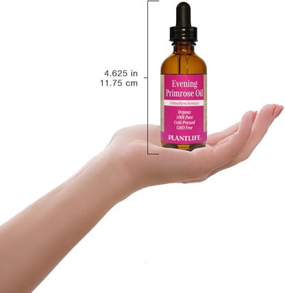 Plantlife Evening Primrose Carrier Oil - Cold Pressed, Non-GMO, and Gluten Free Carrier Oils - for Skin, Hair, and Personal Care - 2 oz