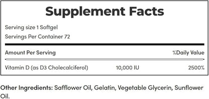 Nature's Bounty, Ultra Strength D3-10,000 IU, 72 Softgels (2pack)