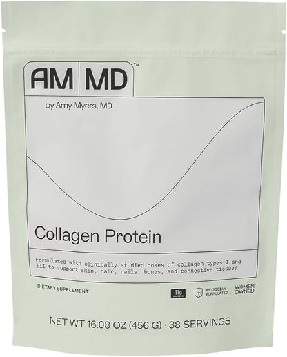 Amy Myers MD Collagen Protein - Hydrolyzed Beef Collagen for Healthy Hair & Nails - Protein Supplement to Support Joint & Bone Health - Non-GMO & Paleo Gut Support - 456 g, Unflavored (38 Servings)