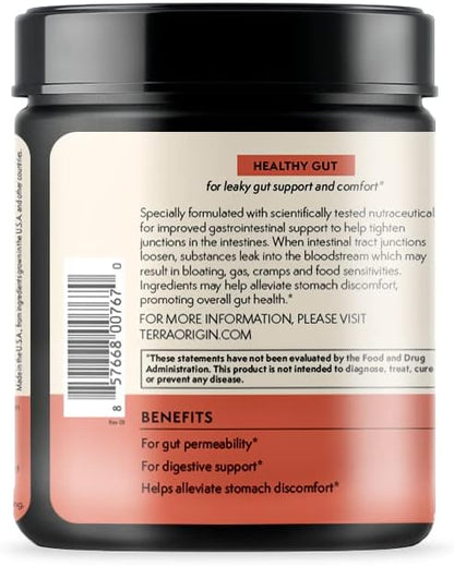 TERRA ORIGIN Healthy Gut Watermelon | 30-Servings with L-Glutamine, Zinc, Glucosamine, Slippery Elm Bark, Marshmallow Root and More!