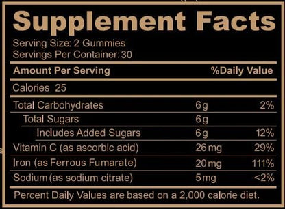 Black Girl Vitamins - Iron Gummies (20 mg), Supports Iron Deficiency & Anemia, Gluten-Free, Gelatin Free, Made in The USA (Grape, 60 Count) 30 Day Supply (Pack of 2)