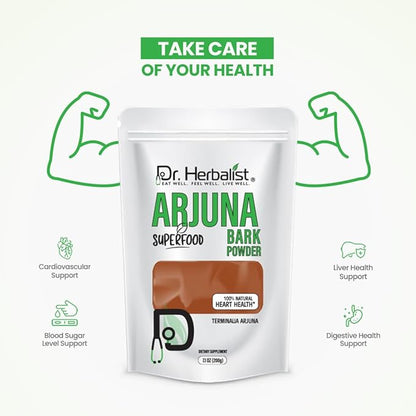 DR Herbalist Arjuna Powder - 200g - 100% Herbal, Natural & Authentic - Herbal Powder for Heart Health - Resealable Pouch