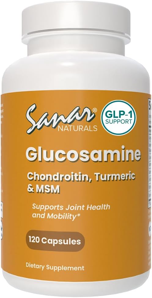 Sanar Naturals Glucosamine Chondroitin MSM Turmeric - Joint Support Supplement for Knees, Back, Hands, and Body - Non-GMO, Gluten Free, 120 Capsules