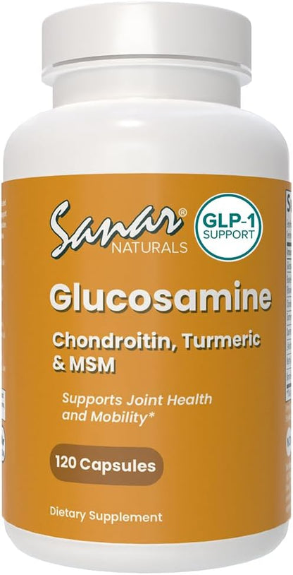 Sanar Naturals Glucosamine Chondroitin MSM Turmeric - Joint Support Supplement for Knees, Back, Hands, and Body - Non-GMO, Gluten Free, 120 Capsules