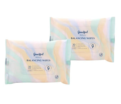 Goodful Wellness pH Balancing Wipes, 30 Count (Pack of 2) Hypoallergenic Feminine Wipes, Gentle pH Balanced Wipes Women, Unscented Intimate Wipes