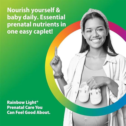 Rainbow Light Prenatal Multivitamin One + for Women | 60 Caplets | Essential Nutrition for Mom & Baby | Real Food Nutrients | Prenatal Botanical & Probiotic Blend