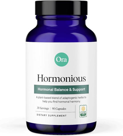Ora Organic Natural Hormone Balance Supplement & Hormonal Acne Relief for Women - Support Skin, Mood, Energy, PMS & Menopause - Ashwagandha, Maca, Burdock Root, Cordyceps & VIT C - 90 Capsules