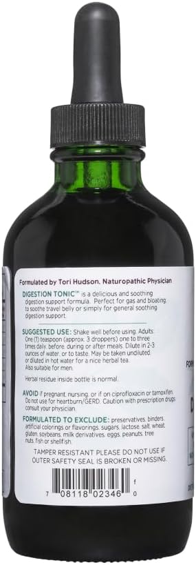 Vitanica Digestion Tonic, Gas, Bloating and Indigestion Relief Supplement, Improve Digestive Function & Gut Health, for Women & Men, Peppermint Oil Fennel Ginger & Aloe Vera Vegan, 4 Oz