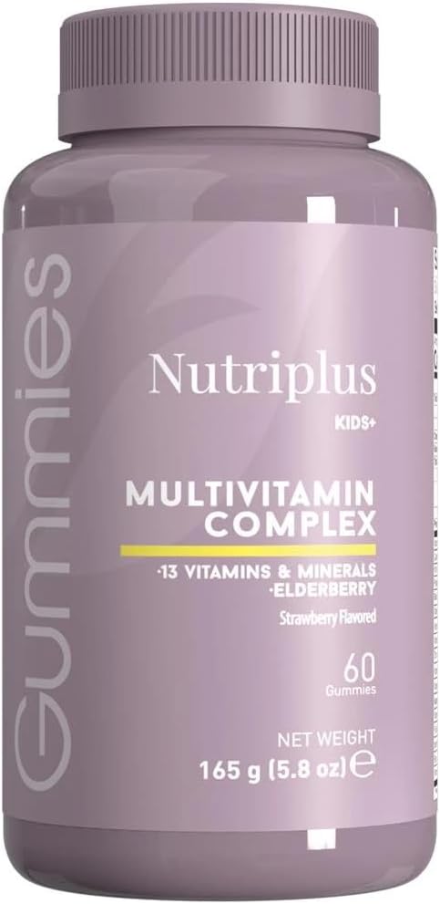 FARMASi Nutriplus Kids Multivitamin Gummies, 13 Vitamins and Minerals with Elderberry Extract, Strawberry Flavor, Vegan Gelatin Free, 60 Gummies, 5.8 oz