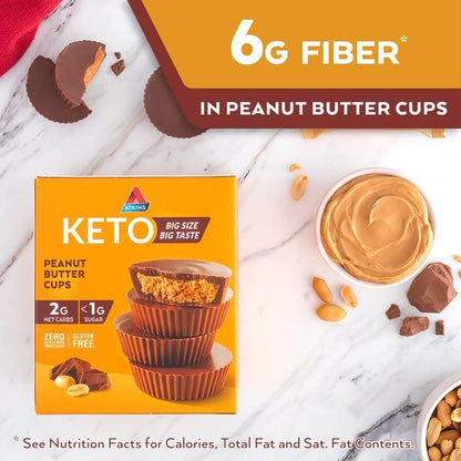 Atkins Keto Peanut Butter Cups,Naturally Flavored,Zero Grams Added Sugar,Gluten Free,20 Count (Pack of 2)