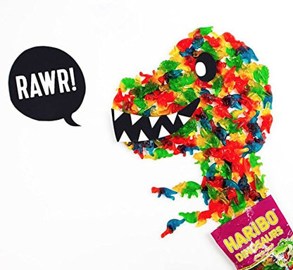 HARIBO Gummi Candy, Dinosaurs Gummy Candy, 5 Ounce Share Size Bags (Pack of 12) Delicious Soft & Chewy Sweet Snacks, Assorted Fruity Flavors