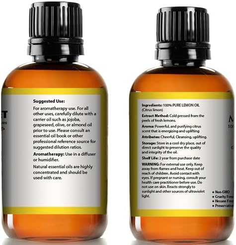Pure Carrier and Essential Oils for Skin Care, Hair, Body Moisturizer for Face-Anti Aging Skin Care (Lemon Oil, 4oz)