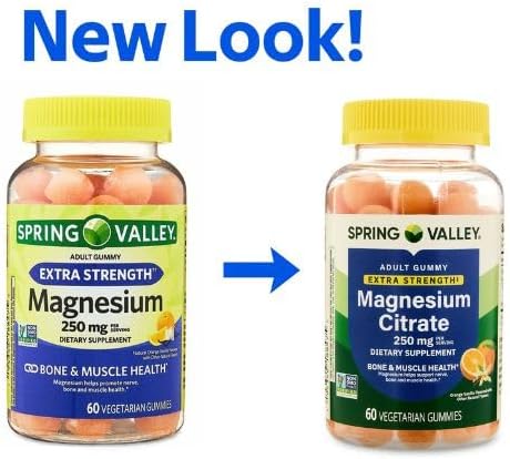 Spring Valley Extra Strength Magnesium Gummies for Bone and Muscle Health, 250mg, 60ct + Sticker.