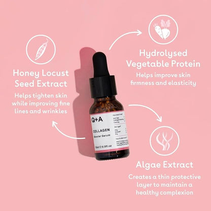 Q+A Collagen Booster Serum (15ml), Collagen Face Serum, Skincare with Algae Extracts, Smooths, Plumps & Hydrates, Vegan & Cruelty Free, For All Skin Types