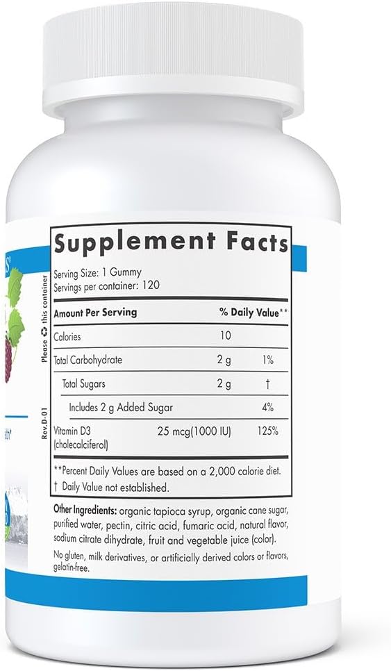 Nordic Naturals Pro Vitamin D3 Gummies, Wild Berry - 120 Gummies - 1000 IU Vitamin D3 - Great Taste - Healthy Bones, Mood & Immune System Function - Non-GMO - 120 Servings