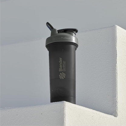 BlenderBottle Classic V2 Shaker Bottle Perfect for Protein Shakes and Pre Workout, 28-Ounce, Grey/Black, Black Shadow