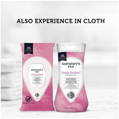 Summer's Eve Simply Sensitive Daily Gentle Feminine Wash, Removes Odor, pH balanced, 9 fl oz (Pack of 6)
