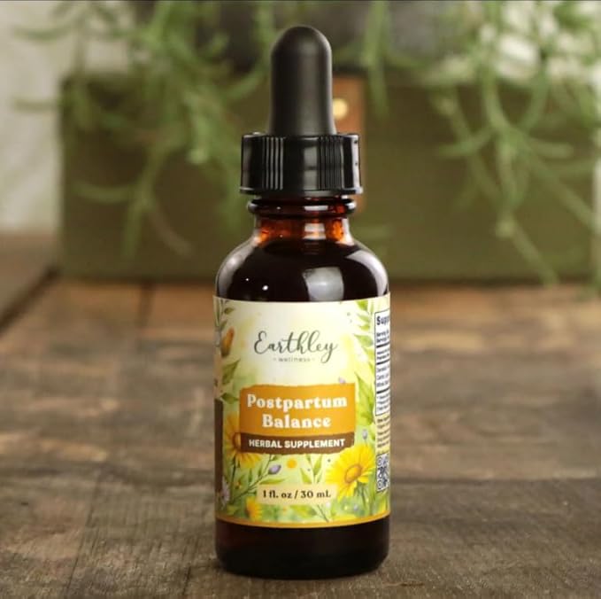 Earthley Wellness Postpartum Balance, Supports and Balances Female Hormones, Supports Postpartum Recovery, Smooths Out Mood Swings, Essential Herbs Like Dandelion Root, Catnip, & Alfalfa (2oz)
