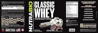 NutraBio Classic Whey Protein Powder- 25G Protein Per Scoop - Full-Spectrum Amino Acid Profile - No Fillers, Artificial Colors, Preservatives - Low Glycemic Index - (Ice Cream Cookie Dream, 2 Pounds)