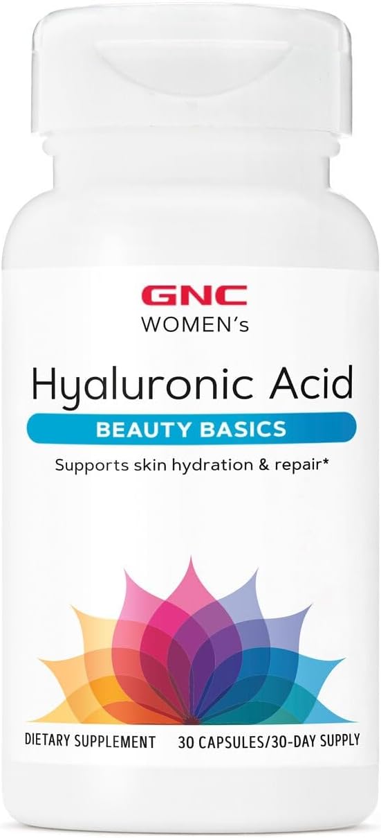 GNC Women's Hyaluronic Acid, Skin Hydrating Daily Supplement, Supports Moistureand Joint Health, 30 Capsules