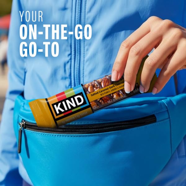 KIND Nut Bars, Salted Caramel & Dark Chocolate Nut, Healthy Snacks, Gluten Free, Low Sugar, 6g Protein, 12 Count