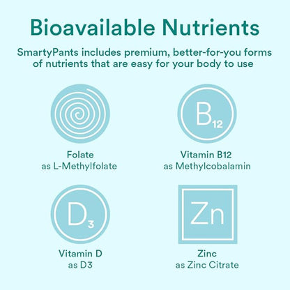 SmartyPants Prenatal Vitamins for Women, Multivitamin Gummies: Omega 3 Fish Oil (EPA/DHA), Biotin, Methylfolate, Vitamin D3, C, Vitamin B12, B6, A, K & Zinc, Inositol, 120 Count (30 Day Supply)