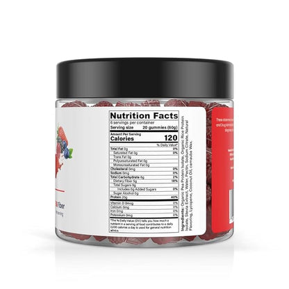 120 Sugar Free Protein Gummies with 1g per gummy & High Fiber | High Protein Snacks| Healthy Snacks for Adults| Plant Based | Fiber Gummies for Adults| Low carb 1g Net Carb, Stevia, Natural Flavor.