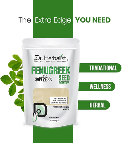 Dr. HERBALIST Fenugreek Powder 7.1 OZ (200g) - 100% Natural & Herbal Supplement - Methi Seeds Powder - Nutritive & Digestive Aid