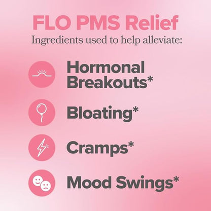 O Positiv FLO PMS Gummies for Women - Proactive PMS Relief - Targets Hormonal Breakouts, Bloating, Cramps, & Mood Swings with Chasteberry, Vitamin B6, & Lemon Balm - PMS Gummies (Pack of 1)