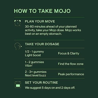 Mojo Extra Strength Focus Gummies with Lion’s Mane, Panax Ginseng, Ginger Root, Cordyceps, SAM-e, and Nootropics, Energy and Focus Supplement, Vegan, Strawberry Tangerine (3 Pack)